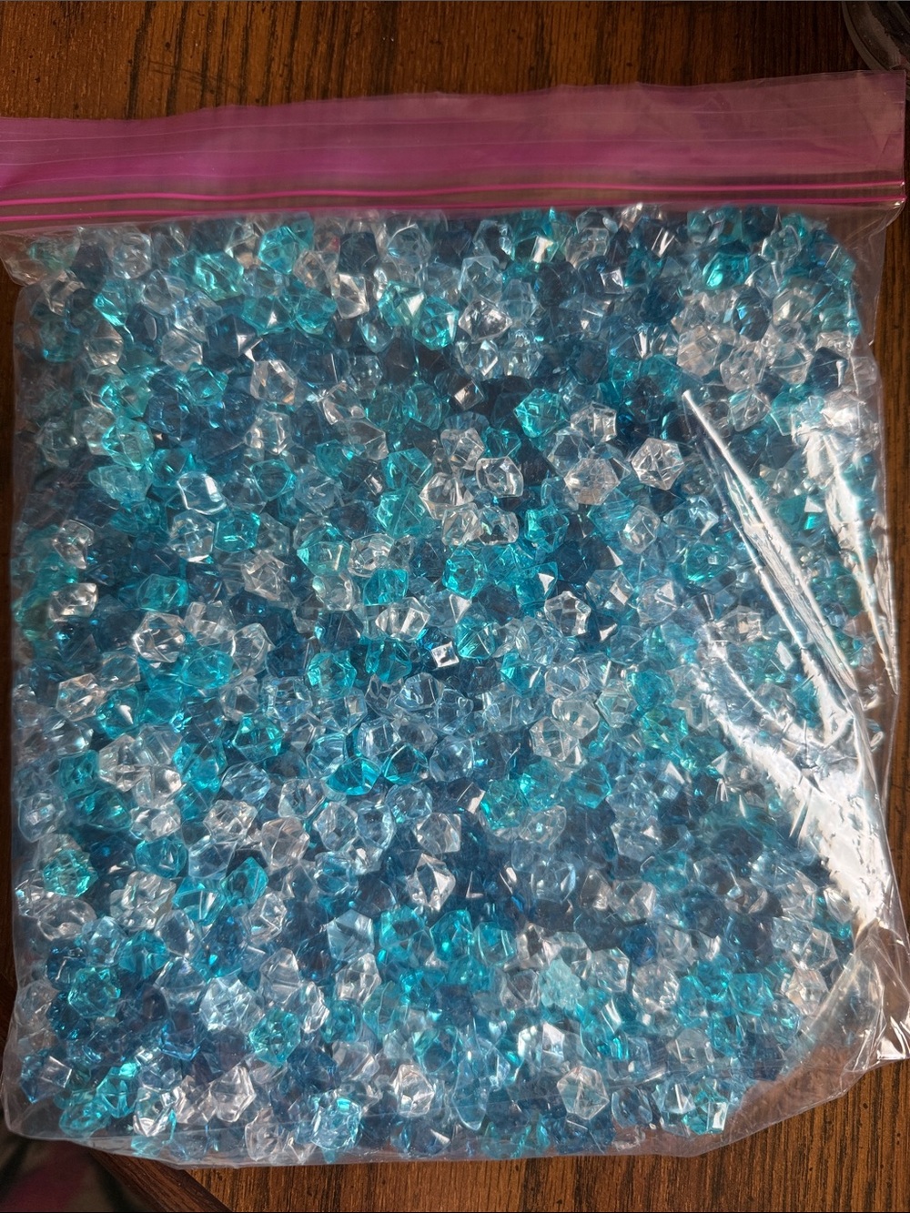 Acrylic Gem Beads Mix in Aqua & Clear for Centerpieces- Large Bag